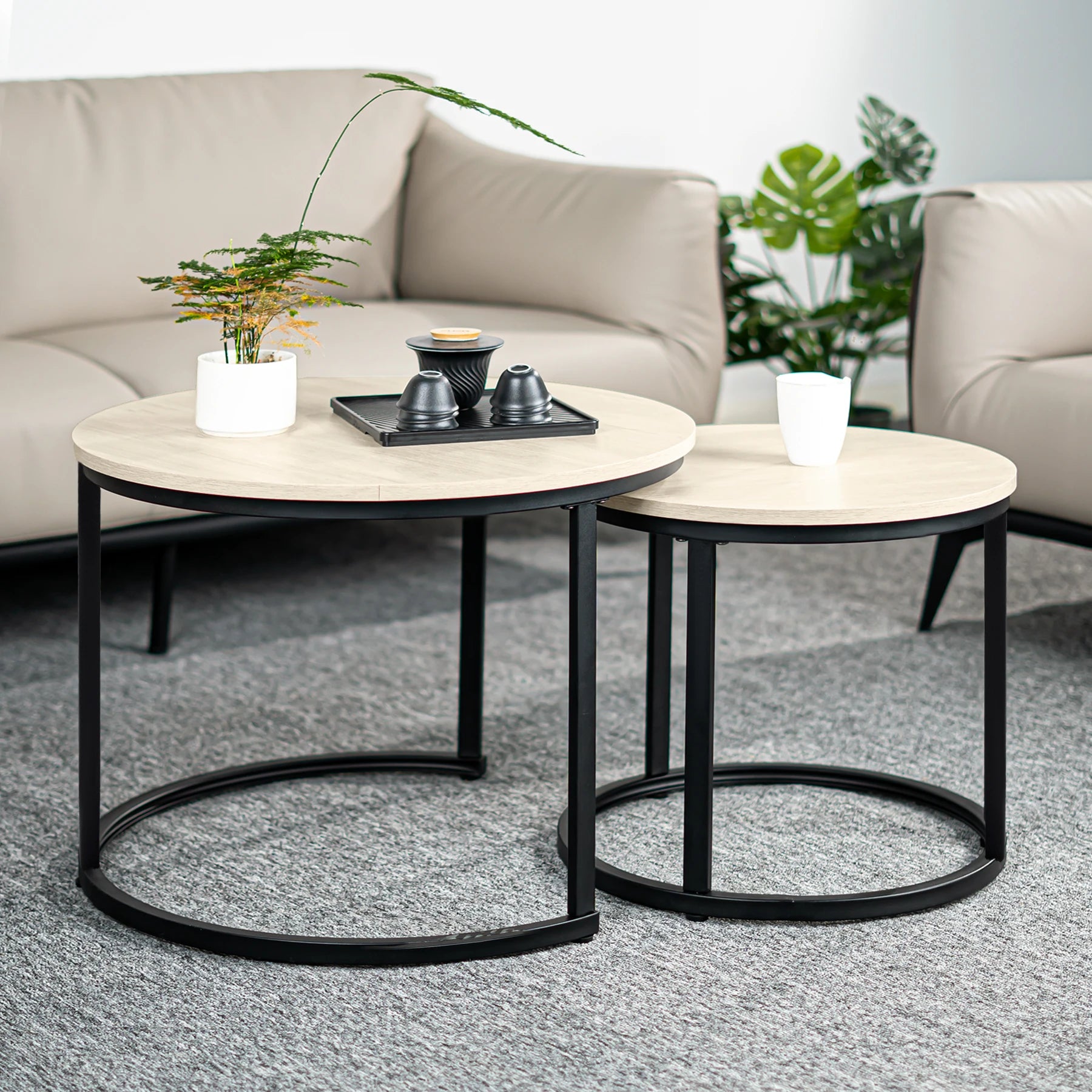 EGOONM 2-Piece Nordic Coffee Table Set