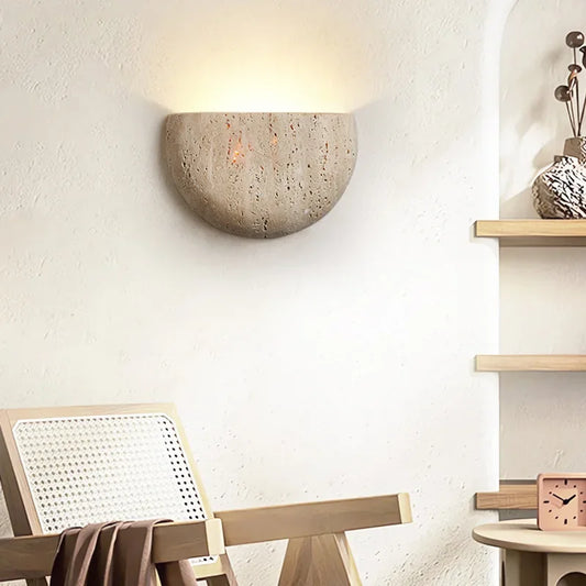 Modern Half Circle Natural Stone LED Wall Light