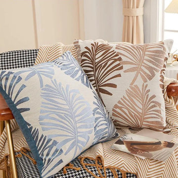 45x45cm Embroidered Leaf Pattern Cushion Cover