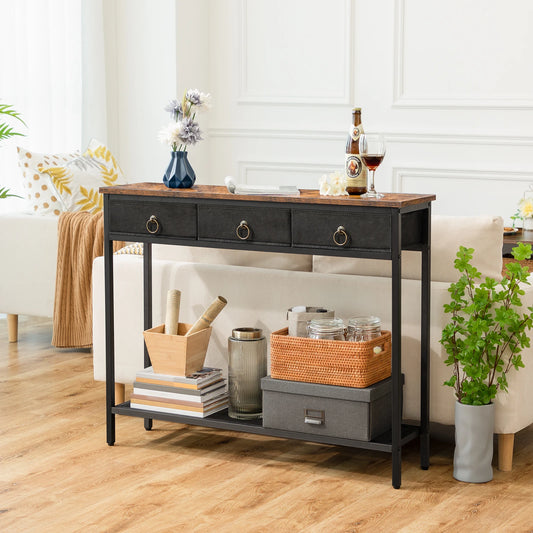 Narrow Design with Dual Drawers & Shelves