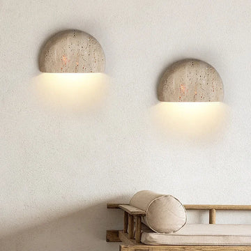 Modern Half Circle Natural Stone LED Wall Light