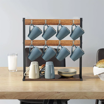 Vintage Wood Coffee Mug Holder Stand